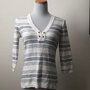 Ralph Lauren white and blue knit top size small